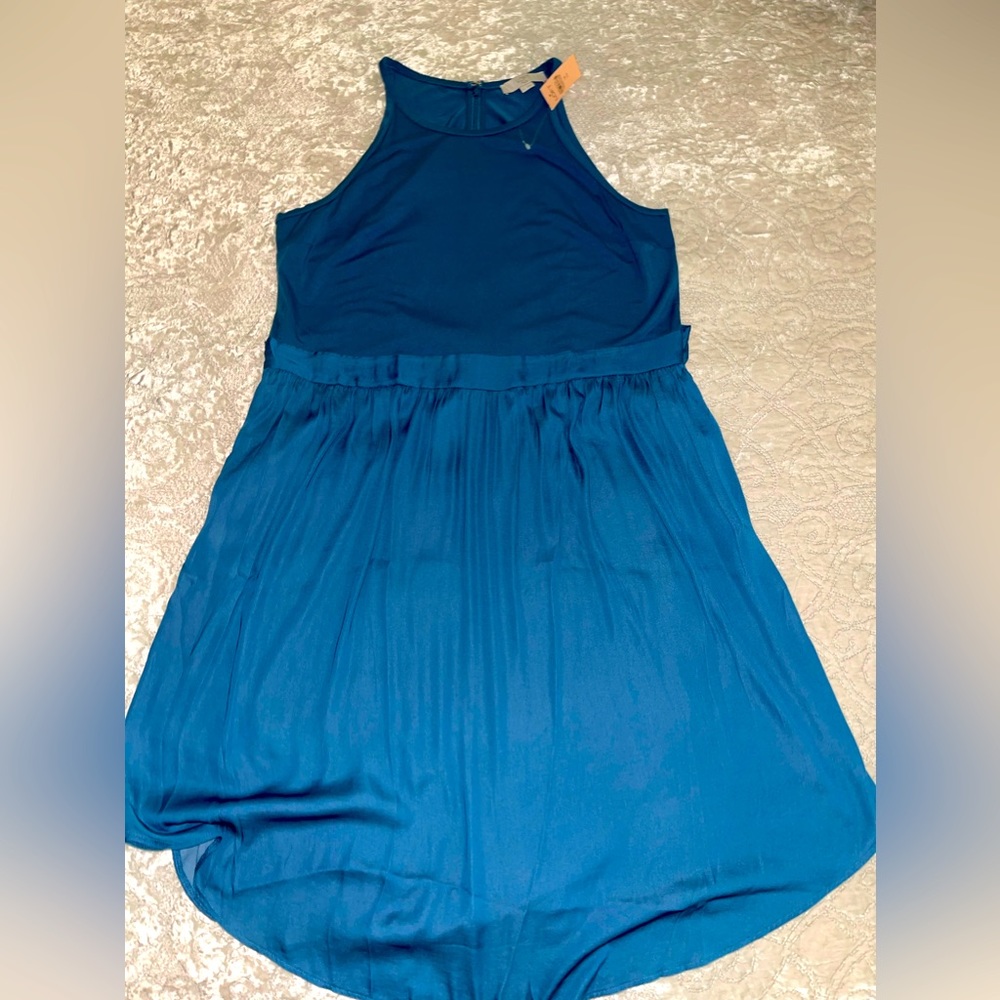 Loft Plus Size Blue High Neck Sleeveless Summer Dress